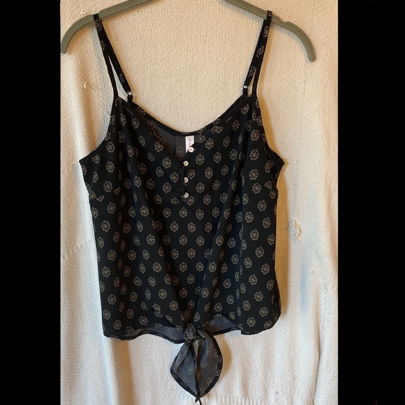 Xhilaration Black White and Gold Patterned Spaghetti Strap Tank Top - Picture 1 of 7